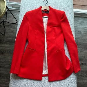 Red Zara lepelless Blazer Size XS